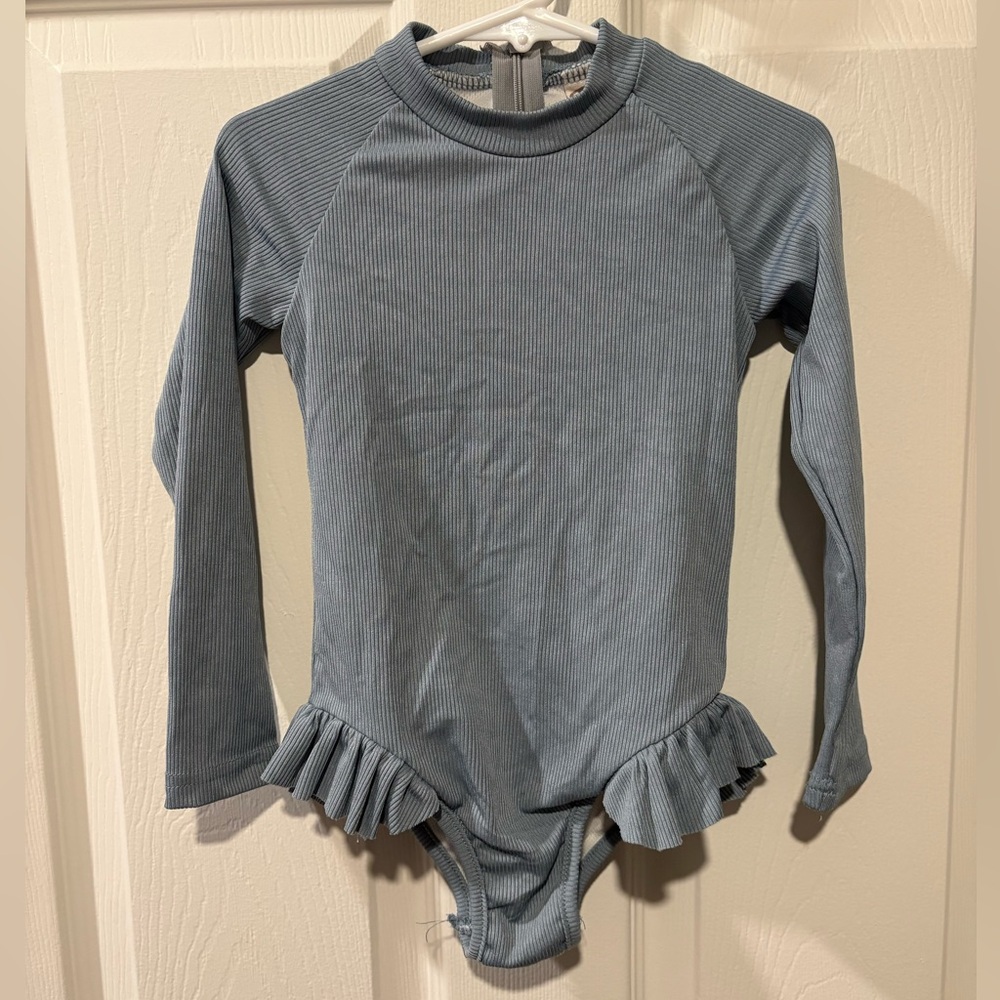 Gray Ribbed bathing suit one piece